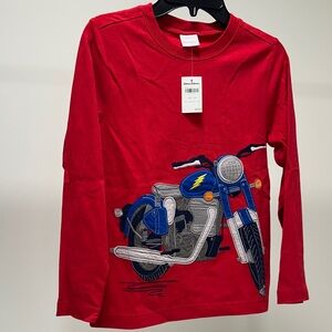 Hannah Anderson Red Long Sleeve Kids Tee with Motorcycle Design
